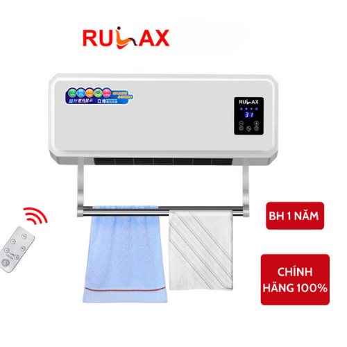 Máy Sưởi Nhà Tắm RULAX 2 Chiều Nóng Lạnh, có móc treo, Máy Sưởi Gốm Treo Tường Kèm Điều Khiển Từ Xa