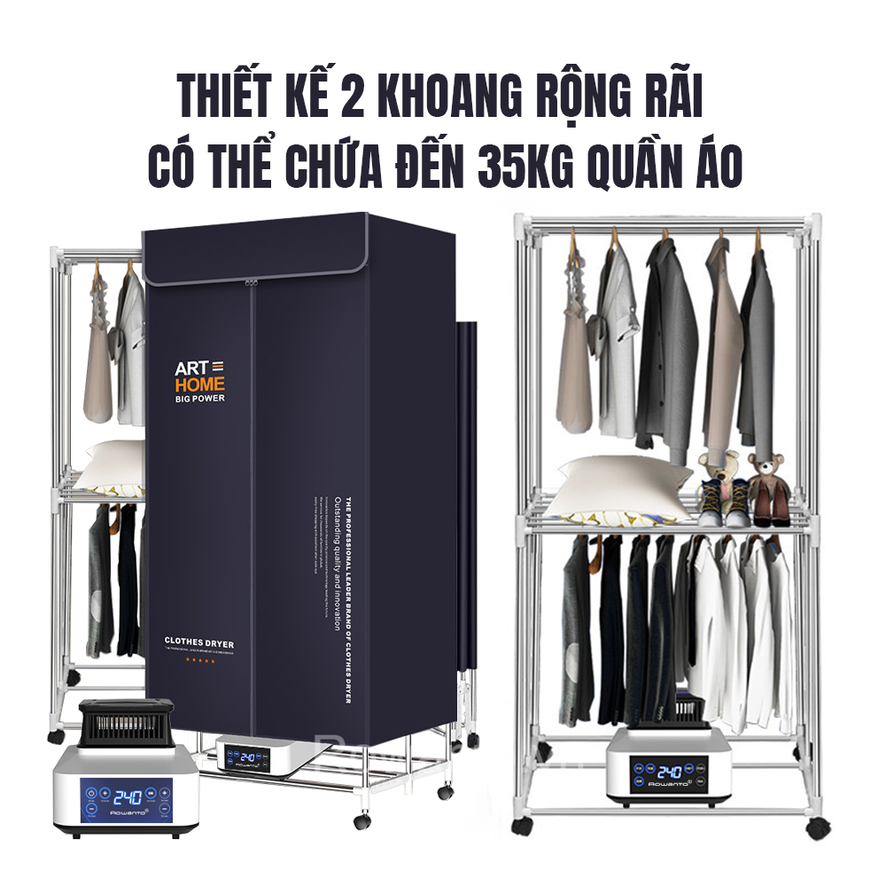 Tủ sấy quần áo Rowanto S6 Plus Có 5 Mùi Hương Đa Năng Có Bánh Xe Di Chuyển Tiện Lợi Bảo Hành Chính Hãng 12 Tháng 